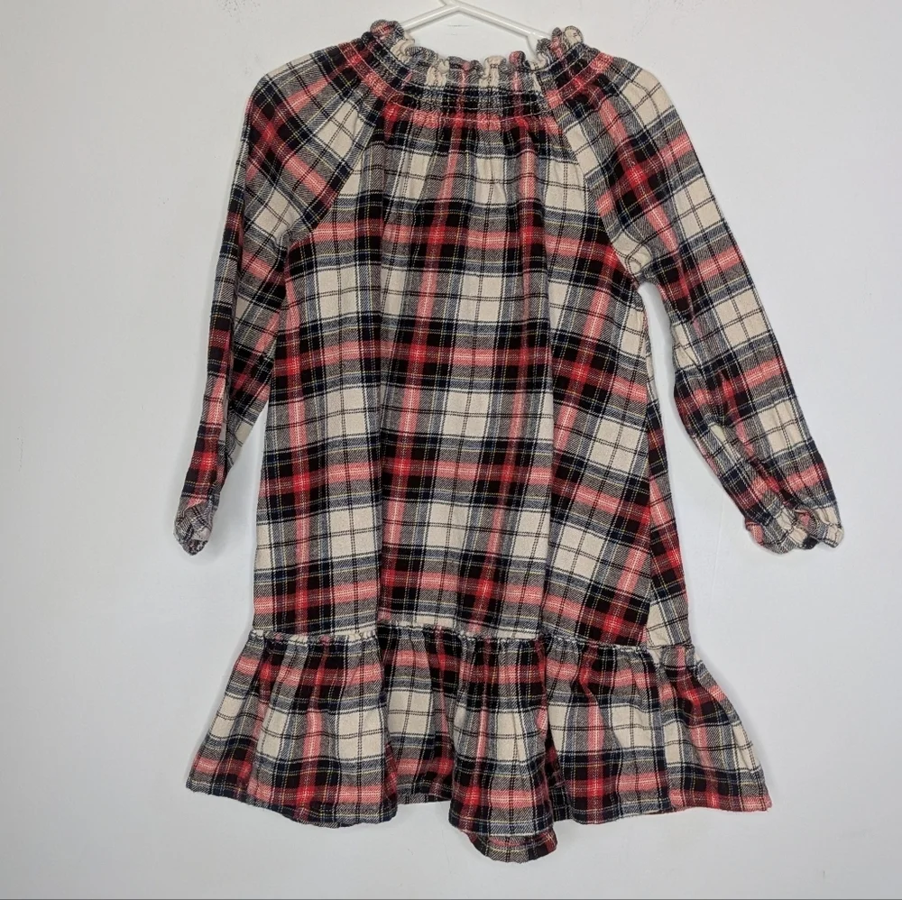 ✨3/$15 Old Navy Red White Black Plaid Winter Holiday Flannel Button Up Dress 5T